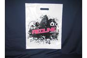 Polythene carrier bag with aperture handle.